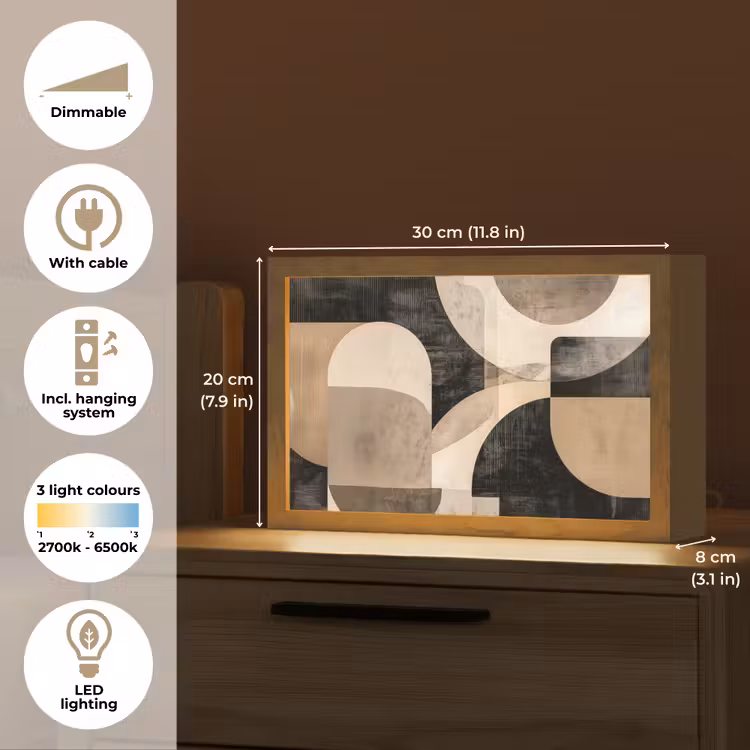 Abstract - Vormen - Modern - Beige Light Box met kabel (Tafellamp) klein -USP_EN