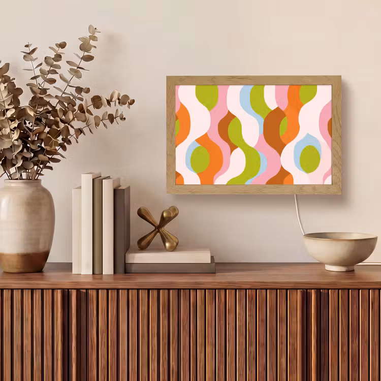 Abstract - Vormen - Roze Light Box met kabel (Tafellamp) klein -sfeer2