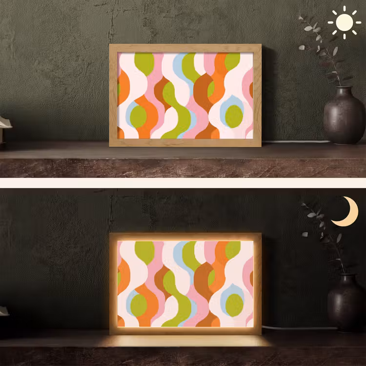 Abstract - Vormen - Roze Light Box met kabel (Tafellamp) klein -sfeer3