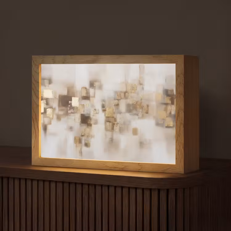Abstracte vierkanten - Aardetonen - Mistig Light Box met kabel (Tafellamp) klein -z3d_website