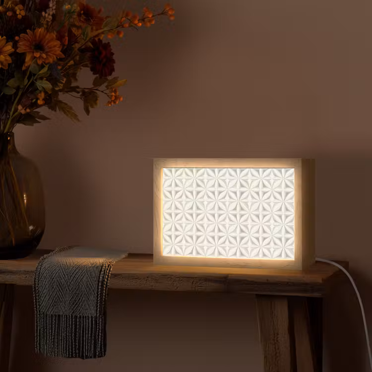 Abstract - Structuur - Grijs - Wit Light Box met kabel (Tafellamp) klein 924 -sfeer4