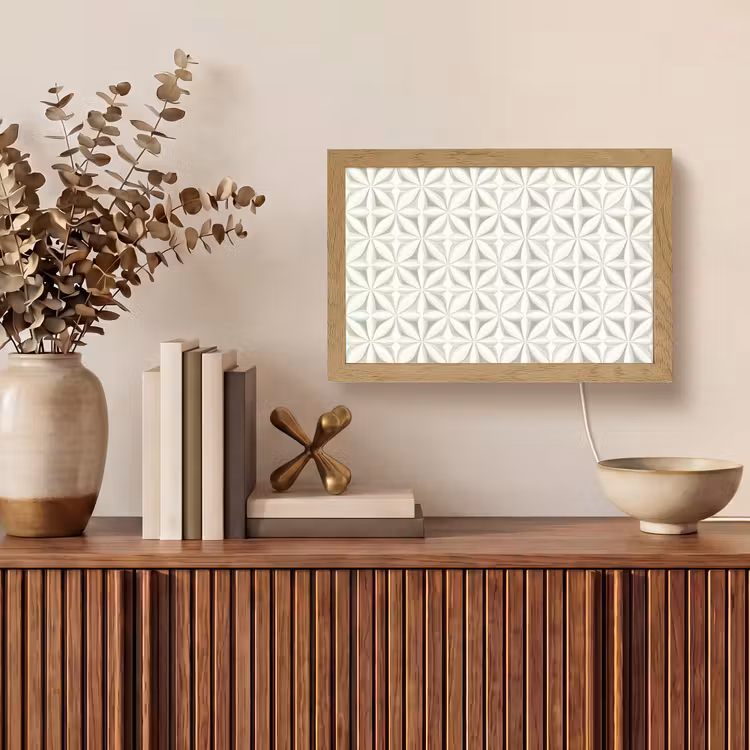 Abstract - Structuur - Grijs - Wit Light Box met kabel (Tafellamp) klein 924 -sfeer2