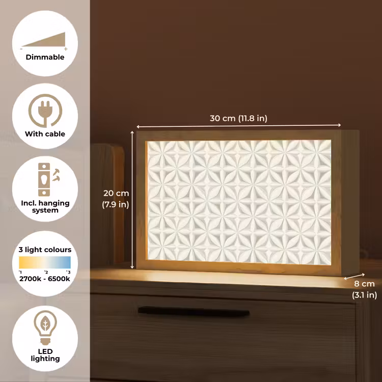 Abstract - Structuur - Grijs - Wit Light Box met kabel (Tafellamp) klein 924 -USP_EN
