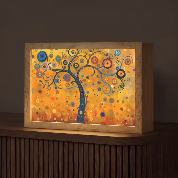 Abstract - Boom - Levensboom - Modern Light Box met kabel (Tafellamp) klein -z3d_website