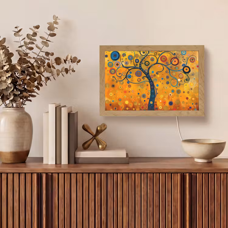 Abstract - Boom - Levensboom - Modern Light Box met kabel (Tafellamp) klein -sfeer2