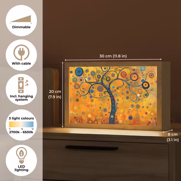 Abstract - Boom - Levensboom - Modern Light Box met kabel (Tafellamp) klein -USP_EN