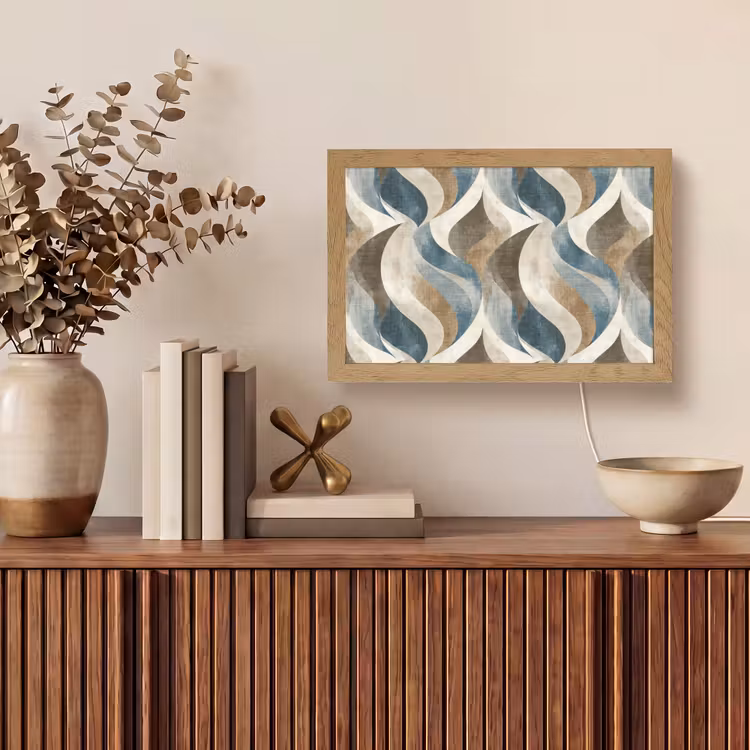 Abstract - Golven - Kleurrijk Light Box met kabel (Tafellamp) klein 924 -sfeer2