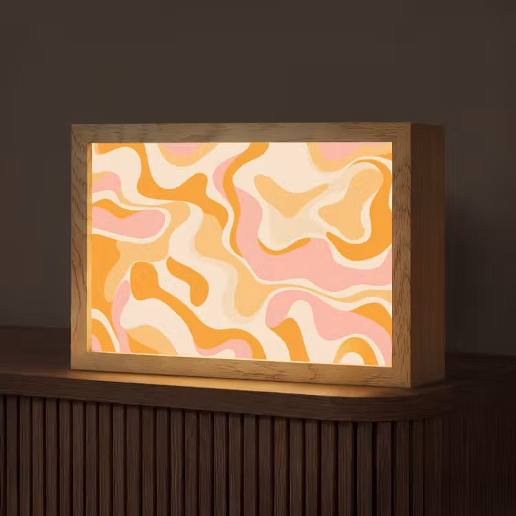 Abstract - Golvend - Oranje Light Box met kabel (Tafellamp) klein -z3d_website