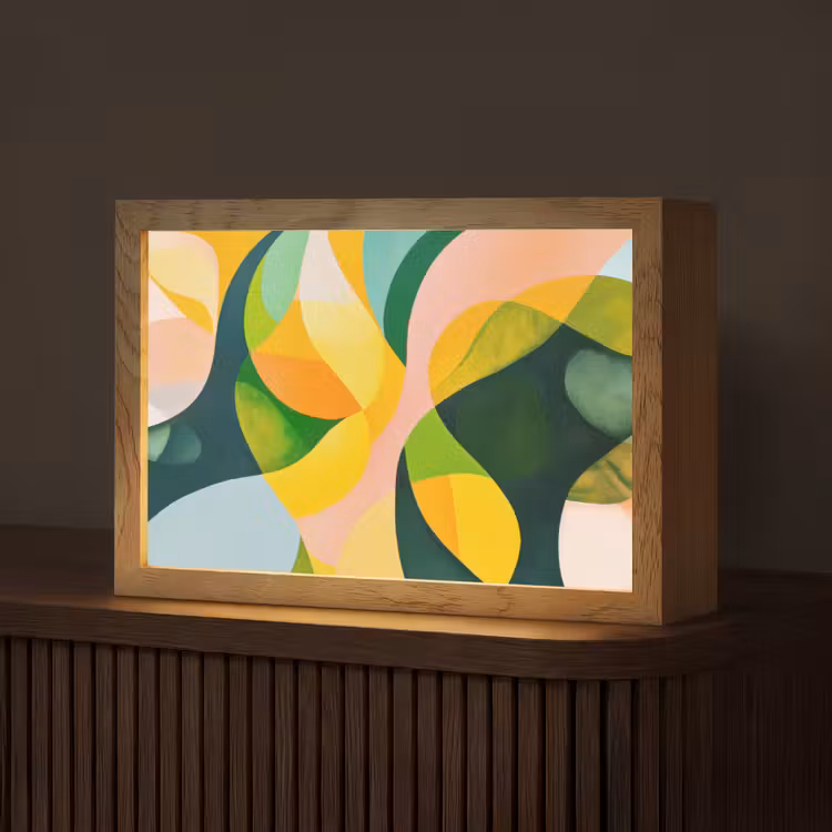 Abstract - Geel - Roze - Groen Light Box met kabel (Tafellamp) klein -z3d_website