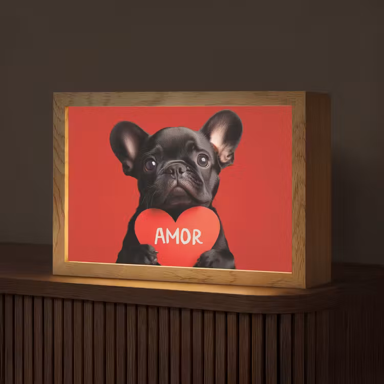 Amor - Hond - Hartje - Rood Light Box met kabel (Tafellamp) klein -z3d_website
