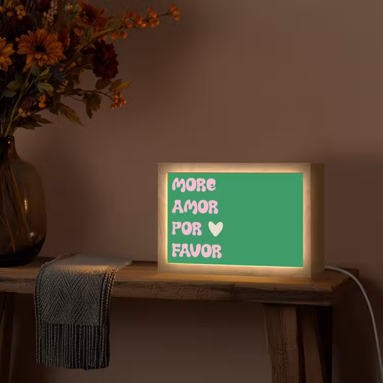 Amor - Valentijn - Groen - Tekst Light Box met kabel (Tafellamp) klein -sfeer4