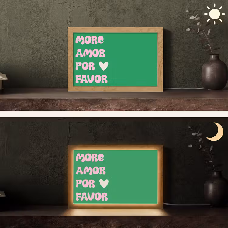 Amor - Valentijn - Groen - Tekst Light Box met kabel (Tafellamp) klein -sfeer3