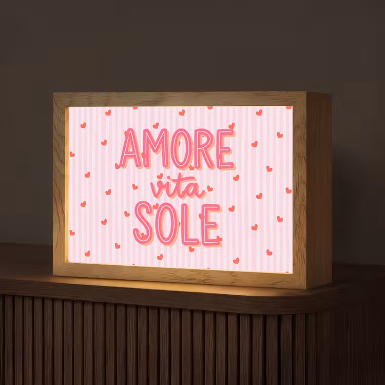 Amore vita sole - Roze - Hartjes Light Box met kabel (Tafellamp) klein -z3d_website