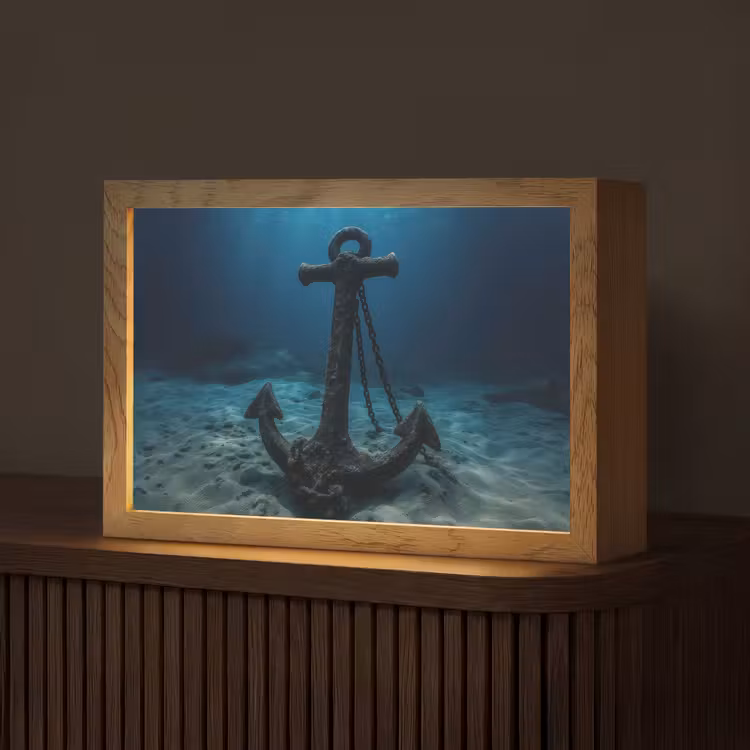 Anker - Ijzer - Zeebodem - Zand Light Box met kabel (Tafellamp) klein -z3d_website