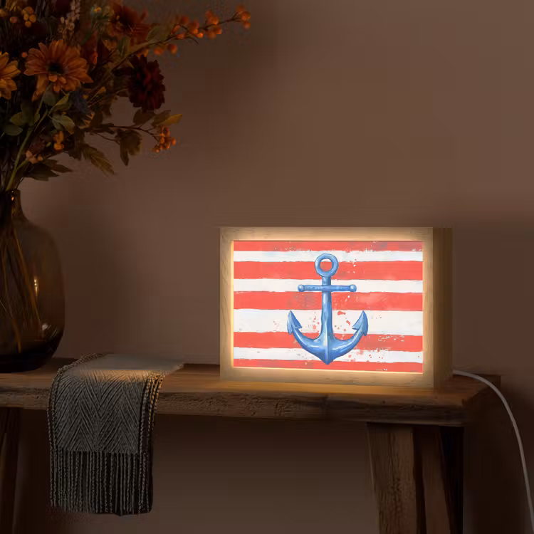 Anker - Verfspatten - Rood - Blauw Light Box met kabel (Tafellamp) klein -sfeer4