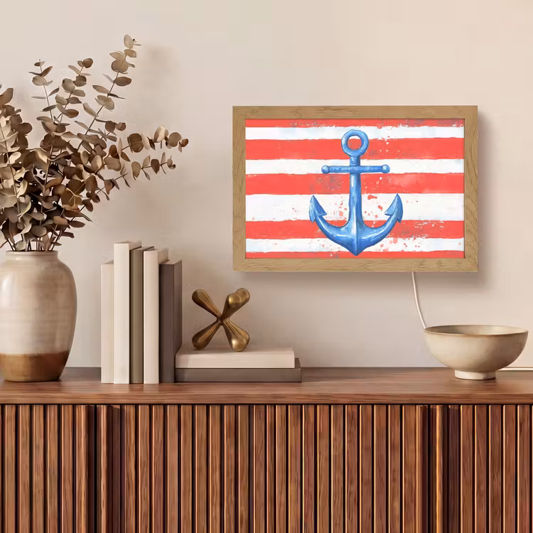 Anker - Verfspatten - Rood - Blauw Light Box met kabel (Tafellamp) klein -sfeer2