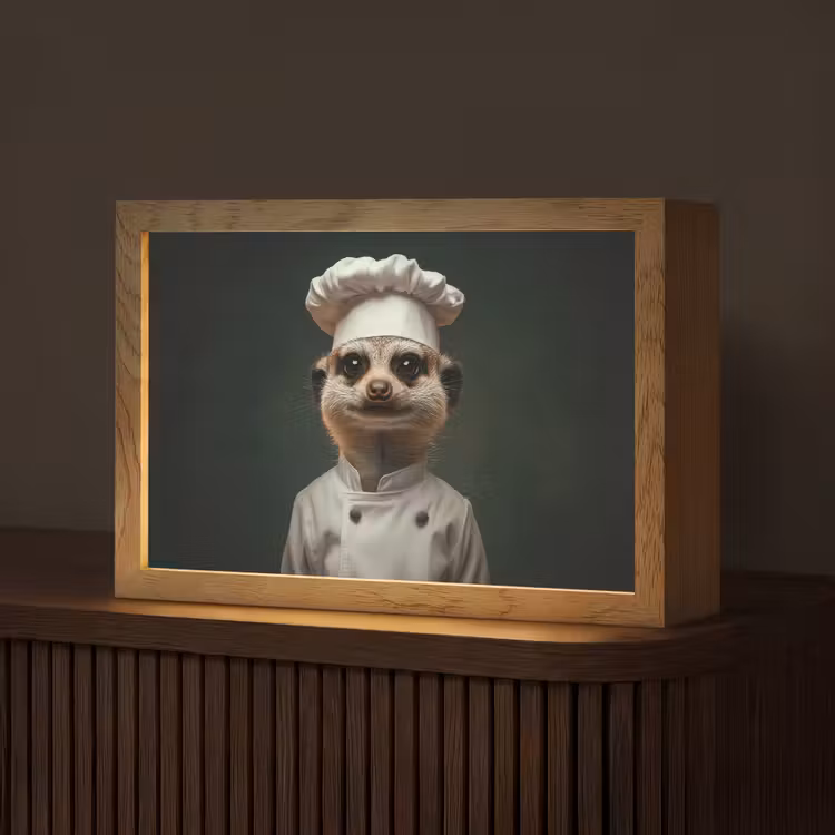 Dier - Kok - Stokstaartje Light Box met kabel (Tafellamp) klein -z3d_website