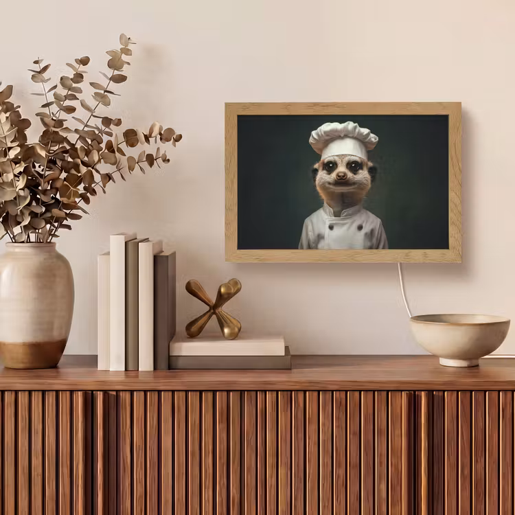 Dier - Kok - Stokstaartje Light Box met kabel (Tafellamp) klein -sfeer2
