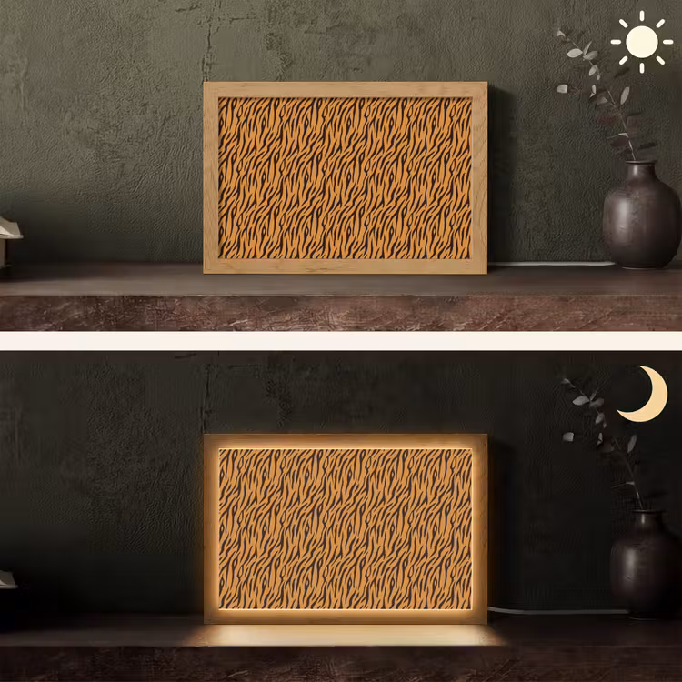 Dier - Oranje - Tijger Light Box met kabel (Tafellamp) klein 924 -sfeer3