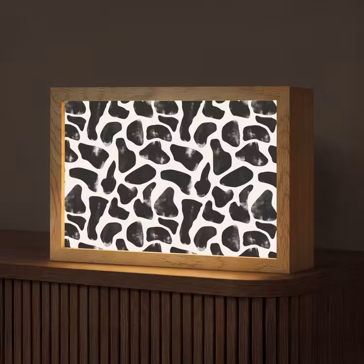 Dierenpatroon - Vlekken - Zwart - Wit Light Box met kabel (Tafellamp) klein 924 -z3d_website