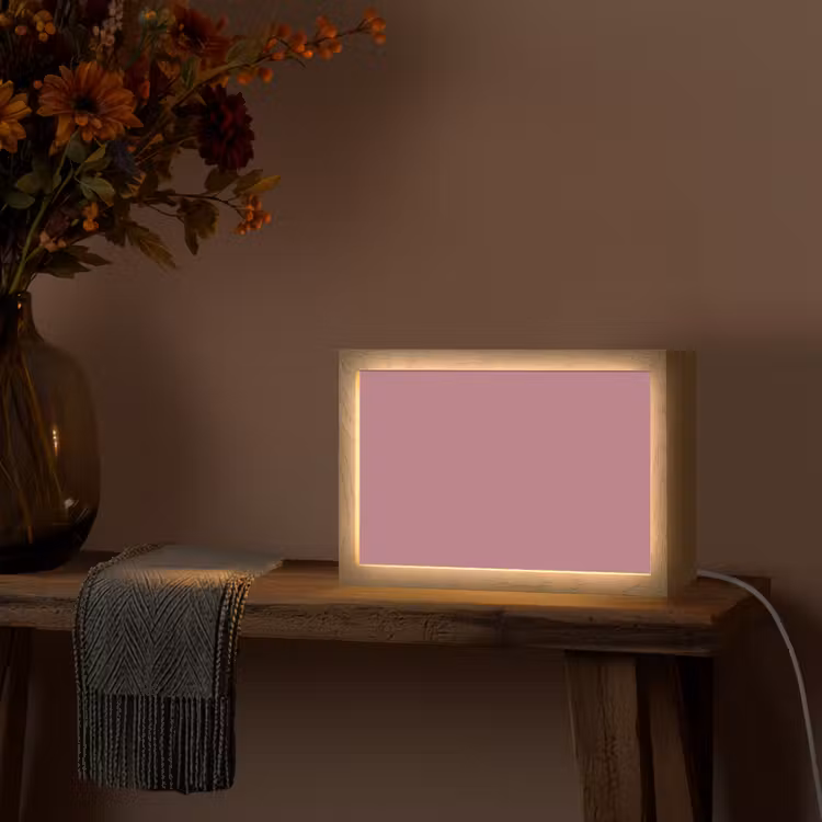 Antique - Mauve - Roze Light Box met kabel (Tafellamp) klein 924 -sfeer4