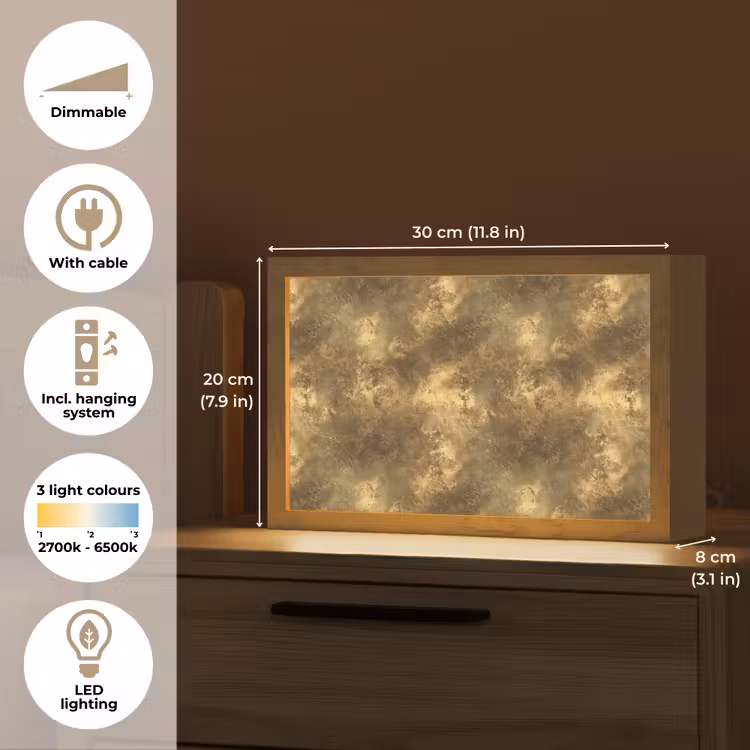 Antiek - Metaallook - Goud Light Box met kabel (Tafellamp) klein 924 -USP_EN