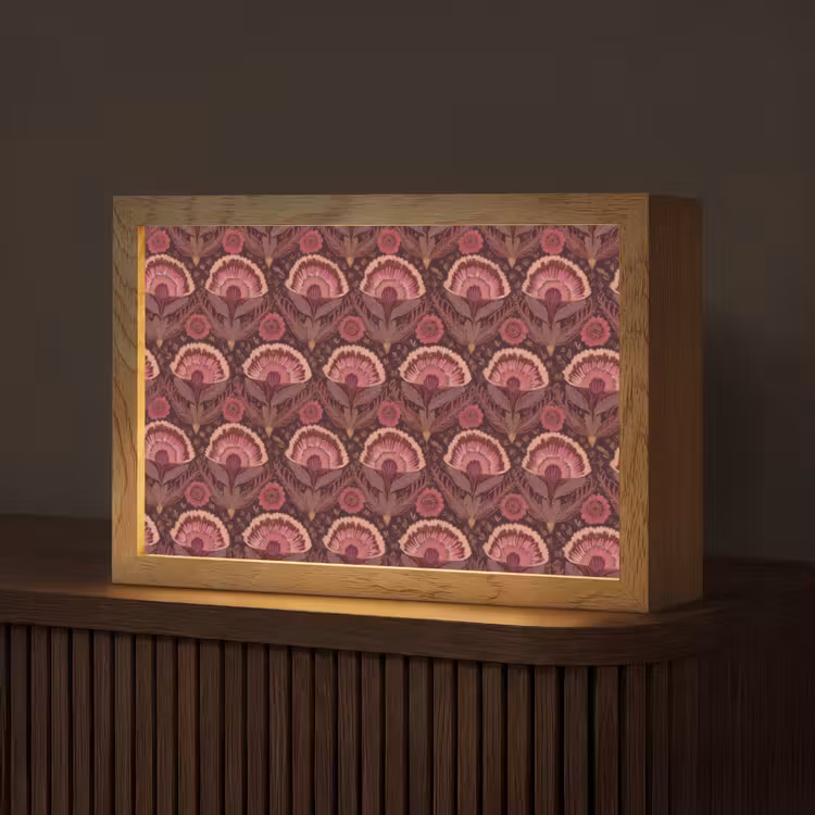 Antiek - Bloemen - Kleurrijk Light Box met kabel (Tafellamp) klein 924 -z3d_website