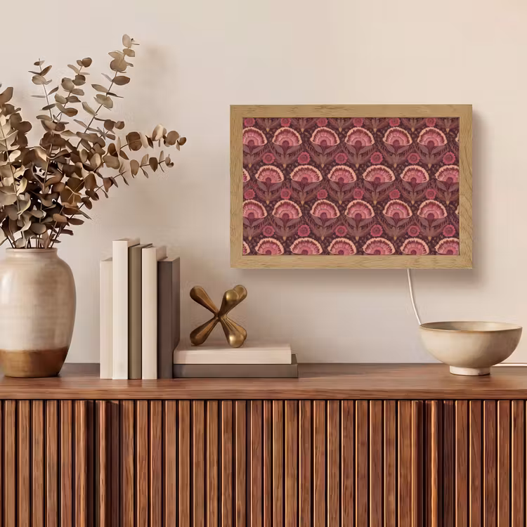 Antiek - Bloemen - Kleurrijk Light Box met kabel (Tafellamp) klein 924 -sfeer2