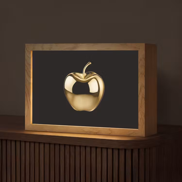 Appel - Goud - Chrome - Zwart Light Box met kabel (Tafellamp) klein -z3d_website