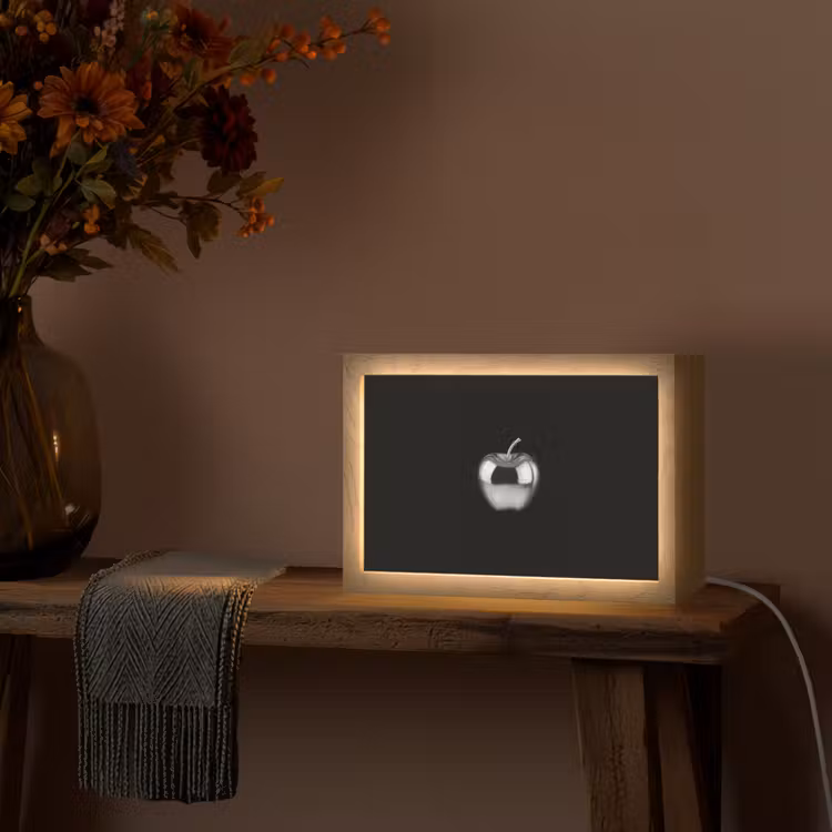 Appel - Metallic - Symmetrisch Light Box met kabel (Tafellamp) klein -sfeer4