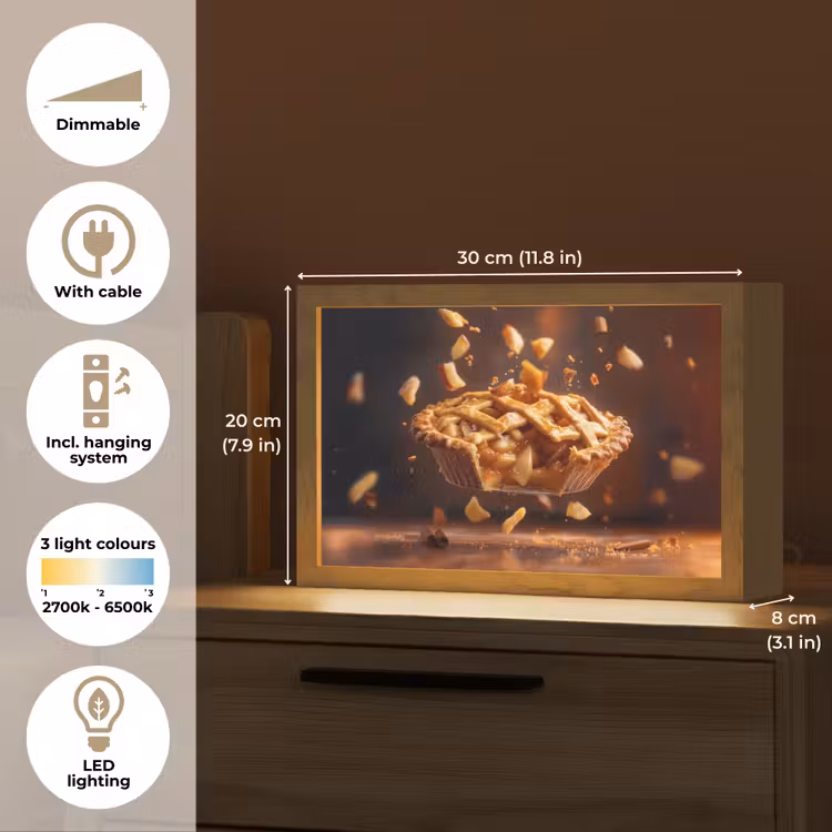 Appel - Taart - Warm - Eten Light Box met kabel (Tafellamp) klein -USP_EN