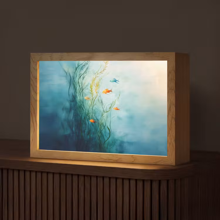 Waterplanten - Vissen - Kleurrijk - Water Light Box met kabel (Tafellamp) klein -z3d_website
