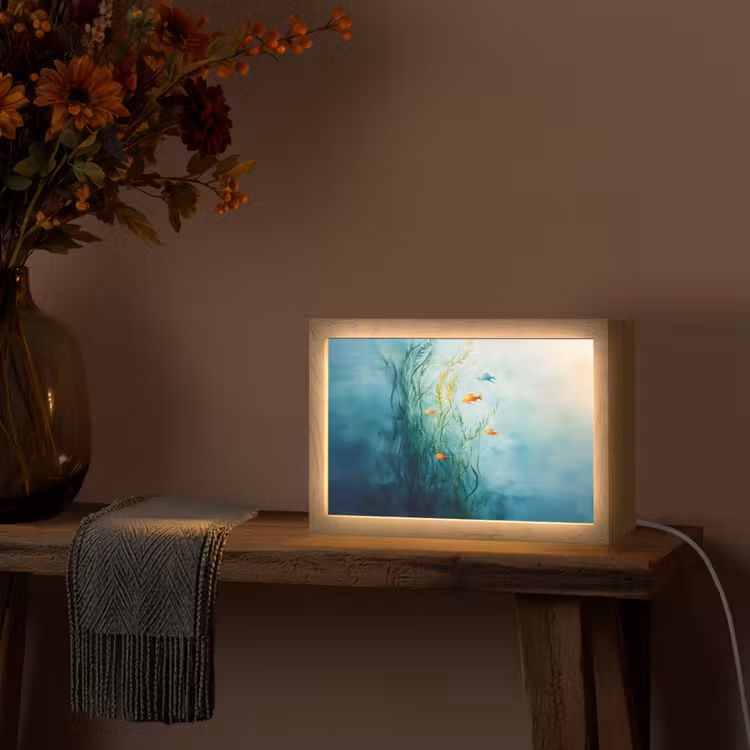 Waterplanten - Vissen - Kleurrijk - Water Light Box met kabel (Tafellamp) klein -sfeer4