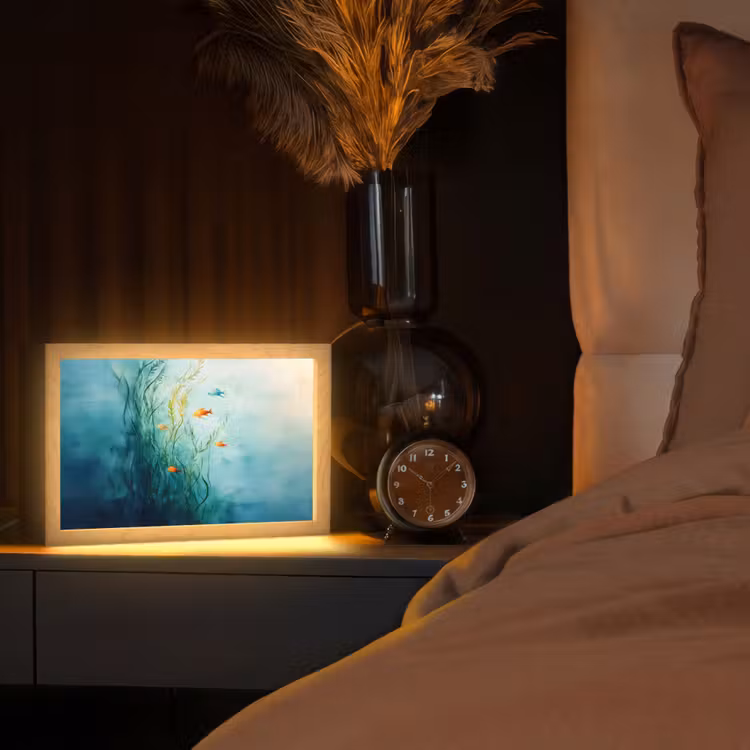 Waterplanten - Vissen - Kleurrijk - Water Light Box met kabel (Tafellamp) klein -sfeer1