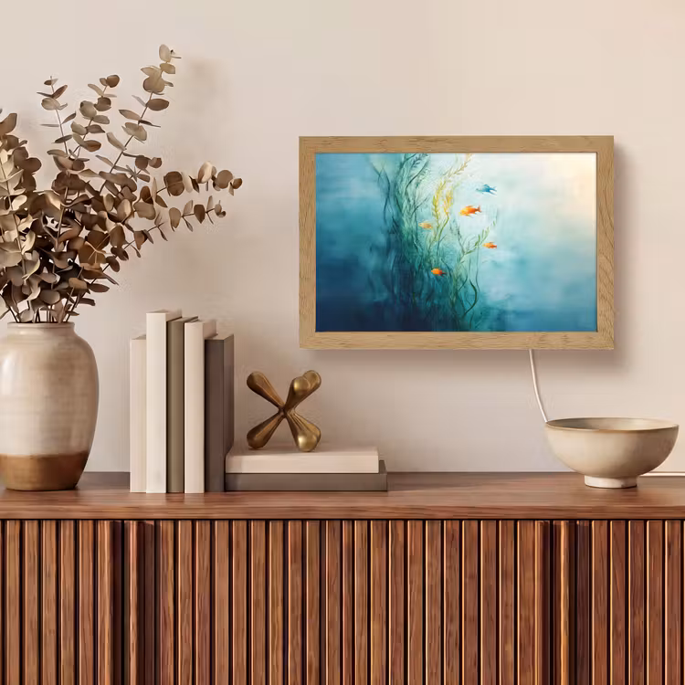 Waterplanten - Vissen - Kleurrijk - Water Light Box met kabel (Tafellamp) klein -sfeer2