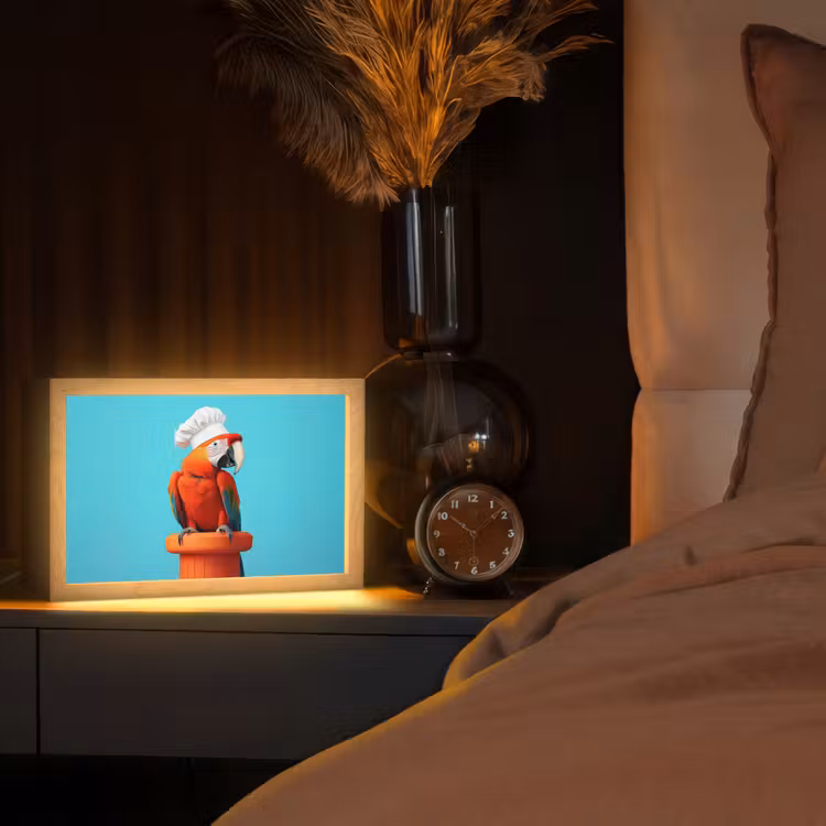 Ara - Koksmuts - Sokkel - Grappig Light Box met kabel (Tafellamp) klein -sfeer1