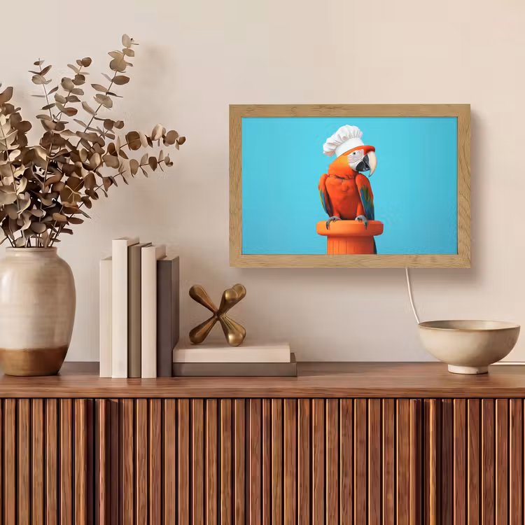Ara - Koksmuts - Sokkel - Grappig Light Box met kabel (Tafellamp) klein -sfeer2
