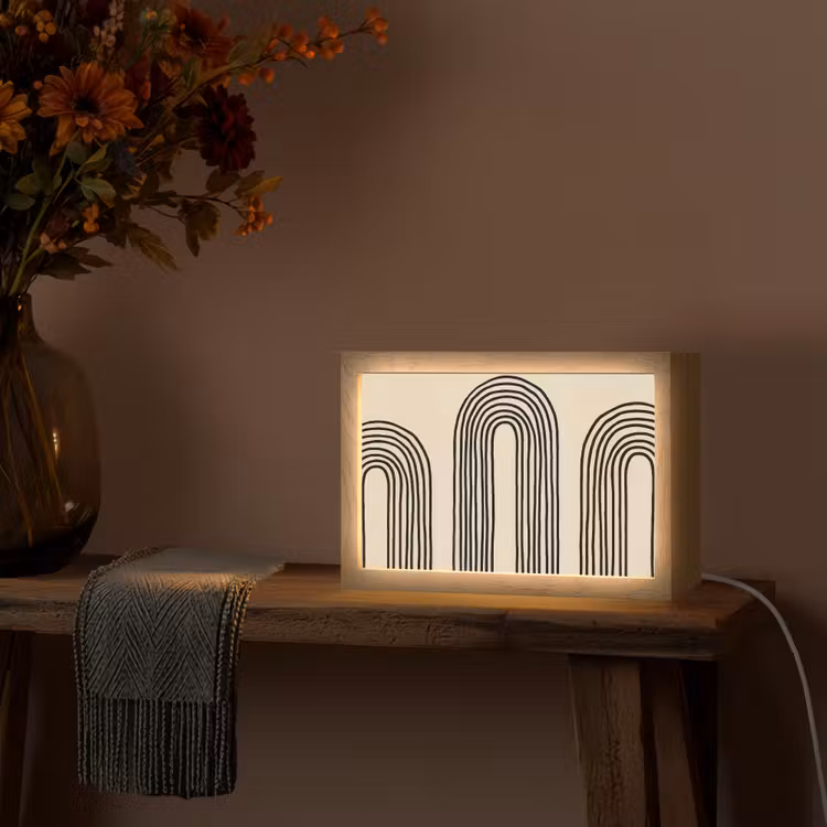 Boogvormen - Zwart - Strak Light Box met kabel (Tafellamp) klein -sfeer4