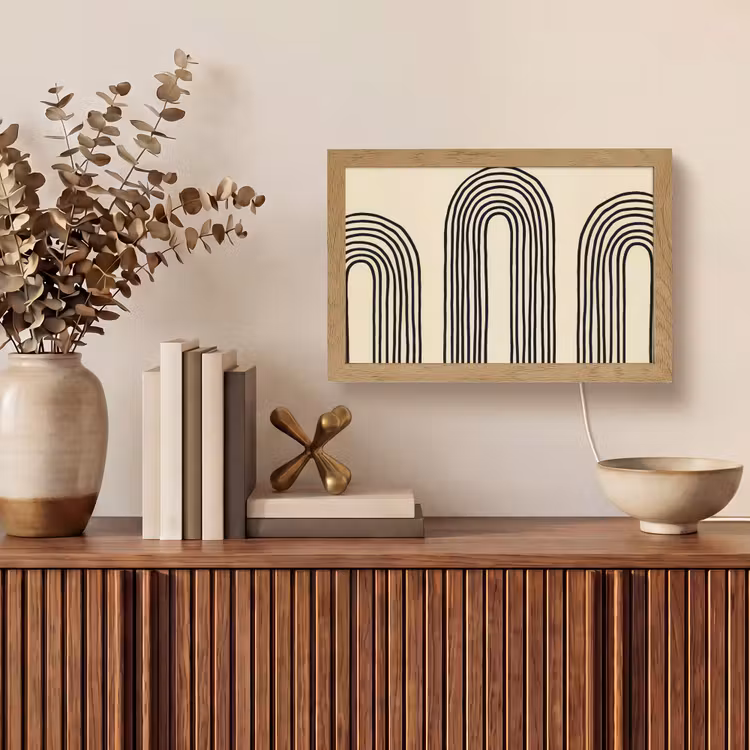Boogvormen - Zwart - Strak Light Box met kabel (Tafellamp) klein -sfeer2