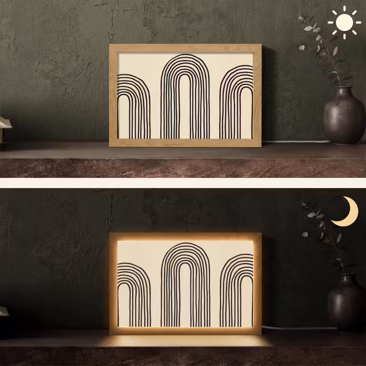 Boogvormen - Zwart - Strak Light Box met kabel (Tafellamp) klein -sfeer3