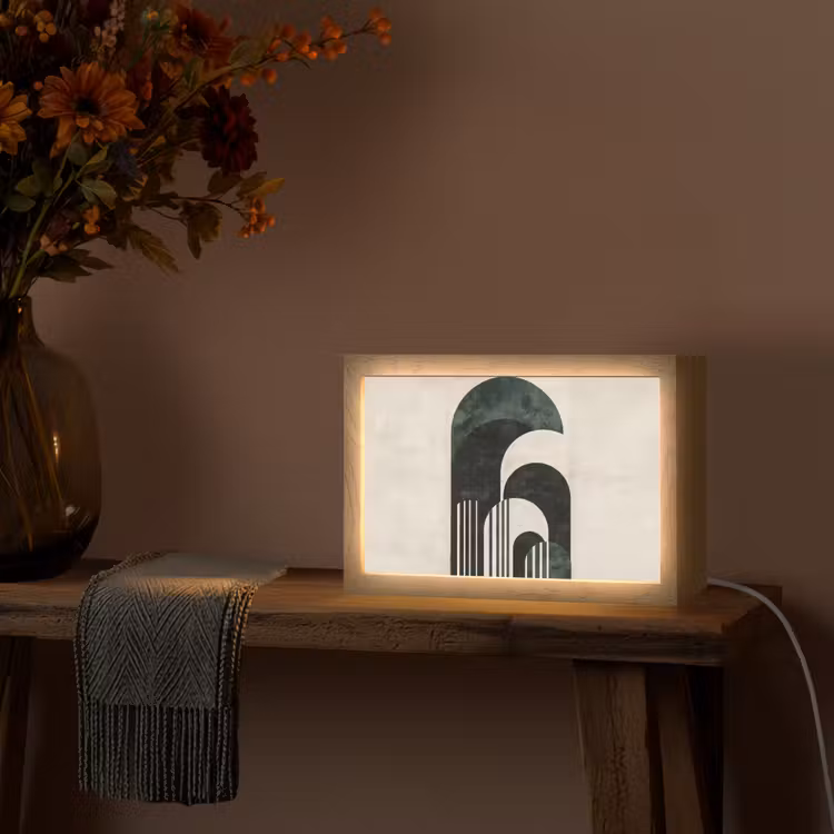 Bogen - Donkergroen - Lijnen Light Box met kabel (Tafellamp) klein -sfeer4