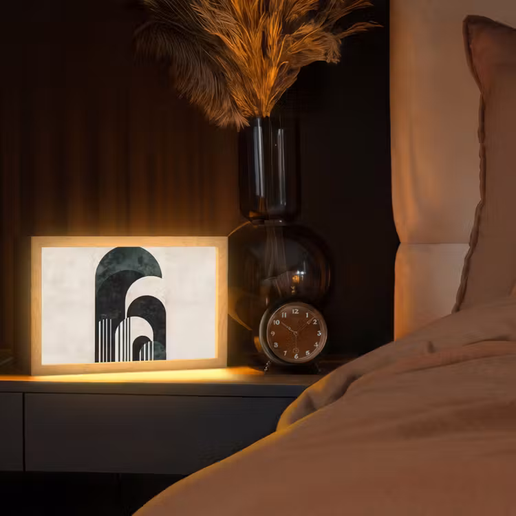 Bogen - Donkergroen - Lijnen Light Box met kabel (Tafellamp) klein -sfeer1