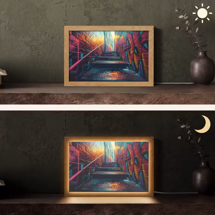 Architectuur - Neon - Trap - Graffiti Light Box met kabel (Tafellamp) klein -sfeer3