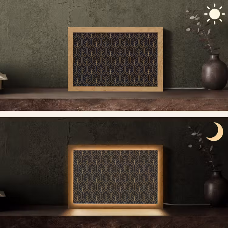 Pijlvorm - Waaier - Goud Light Box met kabel (Tafellamp) klein 924 -sfeer3