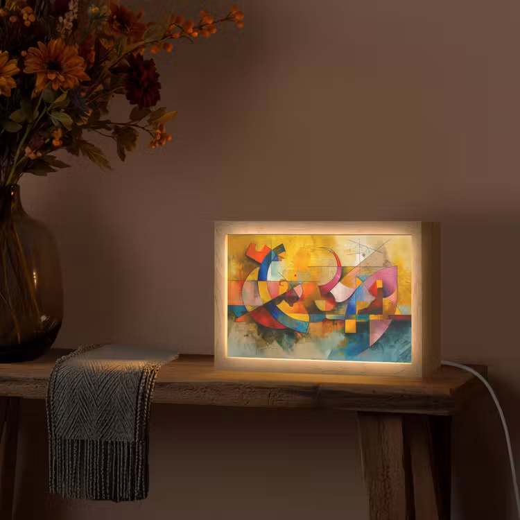 Kunst - Abstract - Aesthetic - Kleurrijk - Art Light Box met kabel (Tafellamp) klein -sfeer4