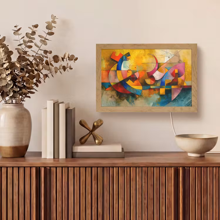 Kunst - Abstract - Aesthetic - Kleurrijk - Art Light Box met kabel (Tafellamp) klein -sfeer2