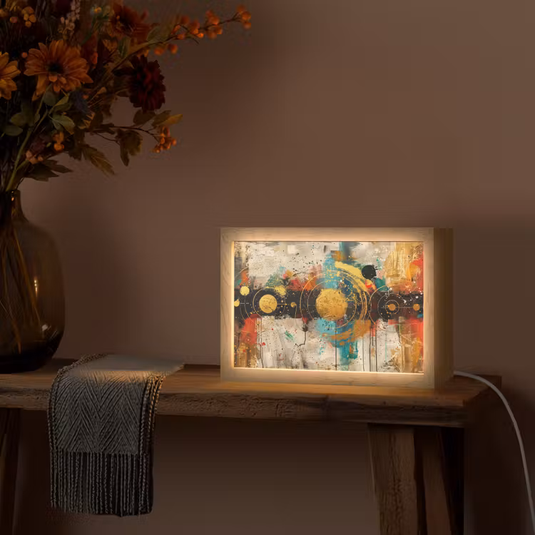 Kunst - Abstract - Aesthetic - Goud Light Box met kabel (Tafellamp) klein -sfeer4