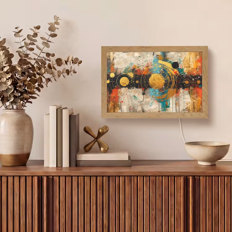 Kunst - Abstract - Aesthetic - Goud Light Box met kabel (Tafellamp) klein -sfeer2