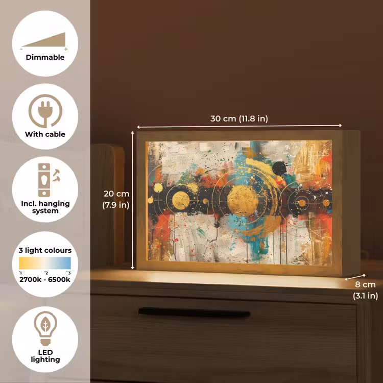 Kunst - Abstract - Aesthetic - Goud Light Box met kabel (Tafellamp) klein -USP_EN