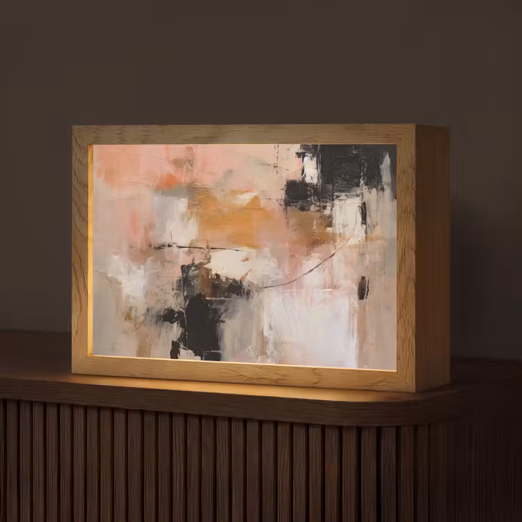 Kunst - Abstract - Beige - Verf Light Box met kabel (Tafellamp) klein -z3d_website
